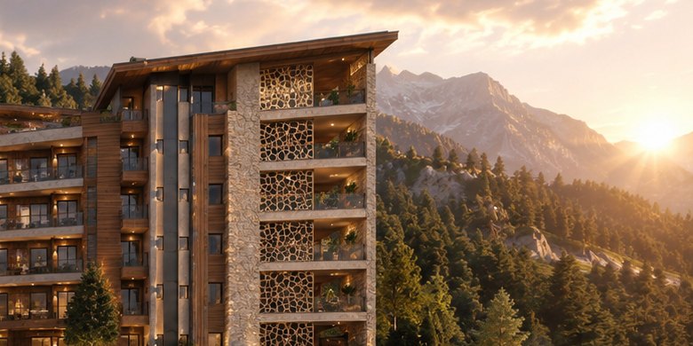 Mountain terrain being evaluated as a building site